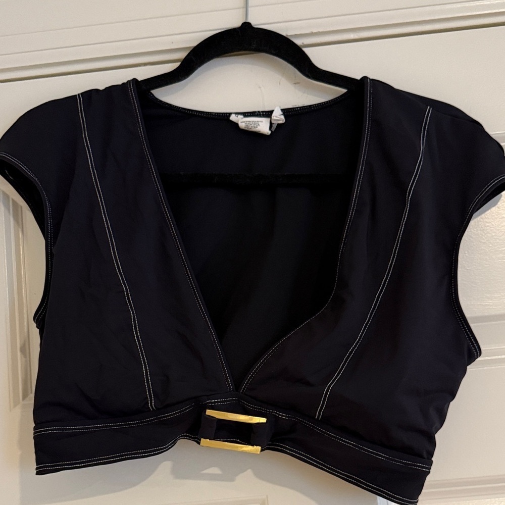 Bleu Rod Beattie Black Bikini Top with Gold Accent